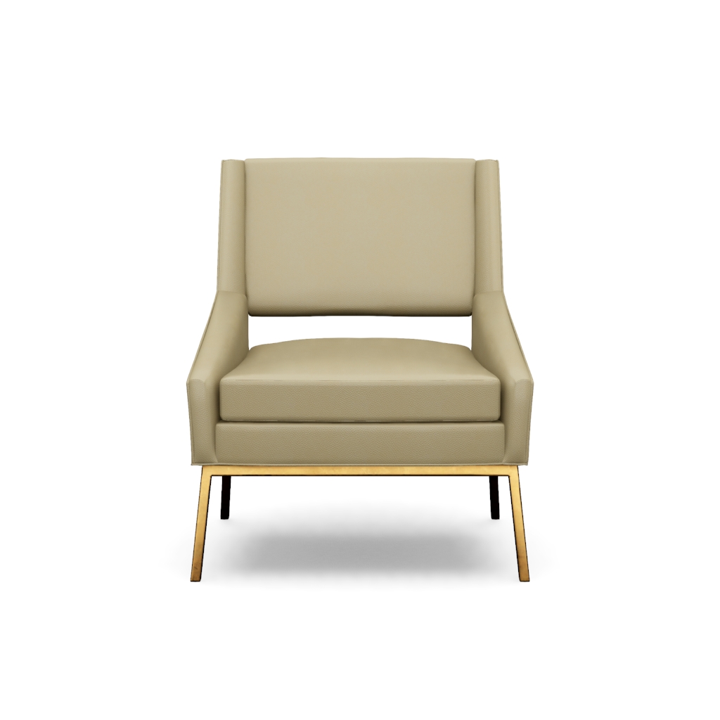 Amani Leather Chair With Bright Brass Base