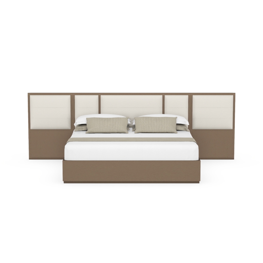 H Upholstered Bed - Wooden Frame with Panels